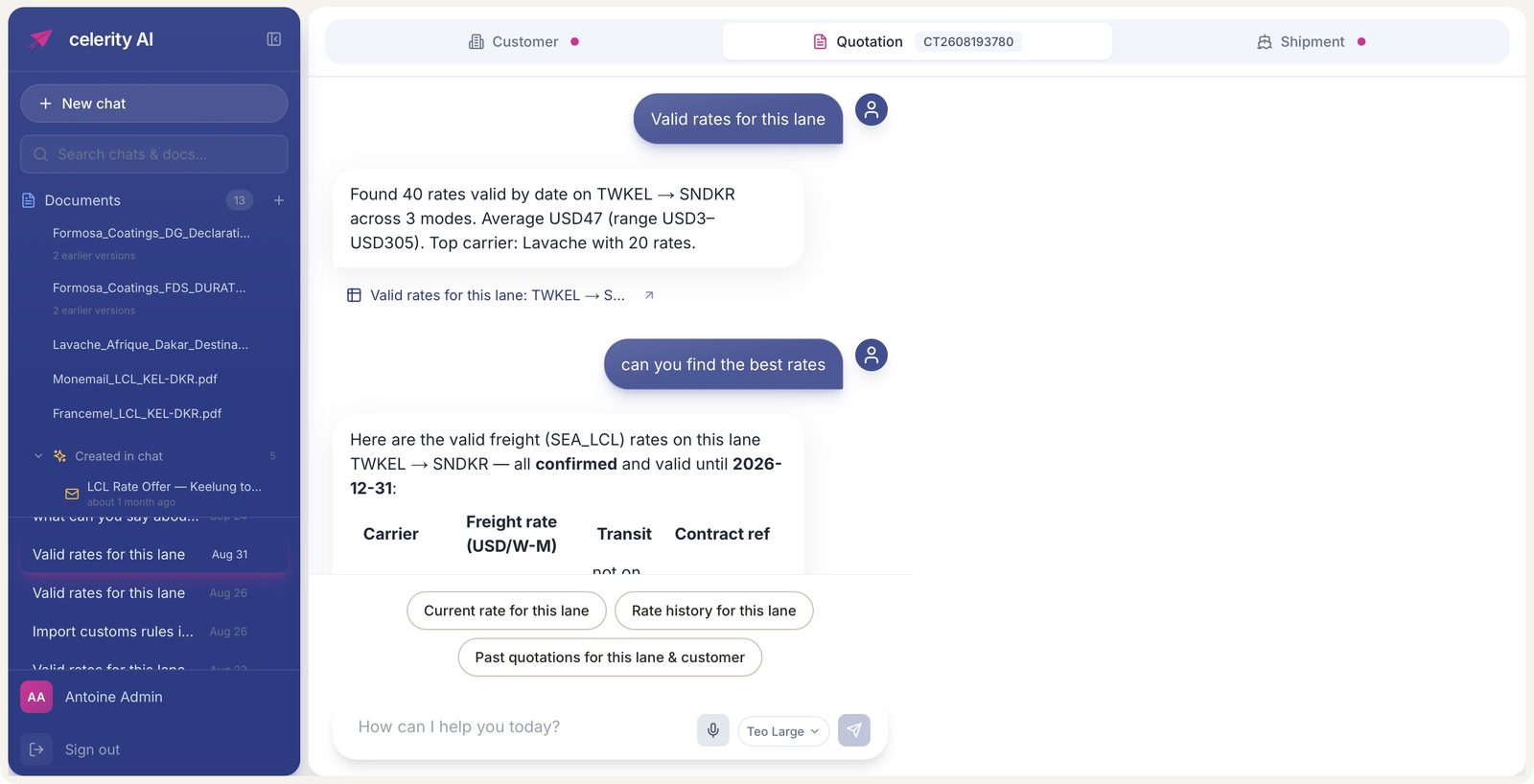Teo finding the best rate and preparing an offer
